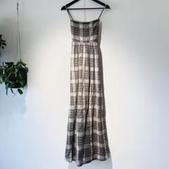 Theory セオリー リネン混 ロングワンピース グレー チェック 0 | Mercari