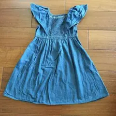 GU デニム生地 フリル袖 ワンピース 130cm