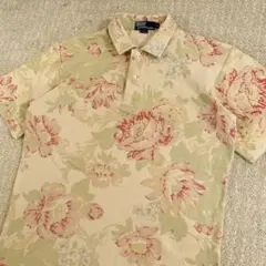 【USA製】Ralph Lauren ポロシャツ　花柄　総柄　ベージュ　S