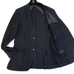 バーバリーブラックレーベル リネン 麻 ノバチェック テーラードジャケット