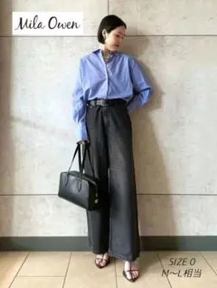 良品 24AW ミラオーウェン 白黒 ギンガムチェック 刺繍 長袖シャツ M~L