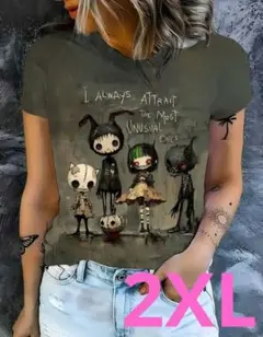 お洒落❣️L レディース モンスターグラフィックTシャツ 2XL 可愛い❤️