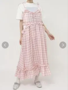 merry jenny チェックリボンキャミワンピース