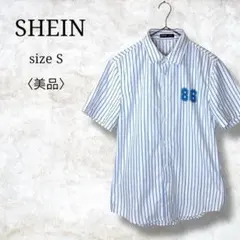 美品✨【シーイン】ストライプシャツ　ワンポイント刺繍　襟付き　小さいサイズ　Sのサムネイル