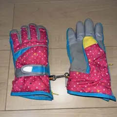 子ども用スキーグローブ ピンク ドット