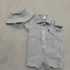 美品　Baby GAP ストライプロンパースと帽子セット
