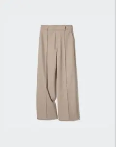 UNIQLO ブラッシュドジャージーワイドパンツ ベージュ S 丈長め