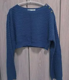 ZARA ブルー ボタン付きニット Mサイズ