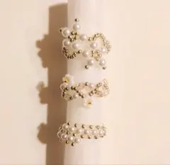 なつき様専用　ハンドメイド　ビーズリング　3点セット