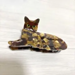 猫　ヘアクリップ　ヘアピン　ねこ　さび猫