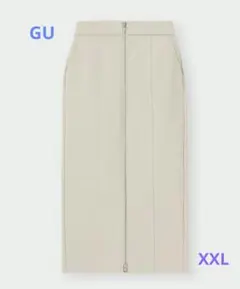 【新品】GU裏フリースフロントジップスカート　XXL ナチュラル
