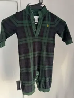 Ralph Lauren ラルフローレン ロンパース 9M チェック グリーン