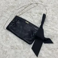 美品 ケイトスペード パーティーバッグ ブラック リボン ショルダーバッグ