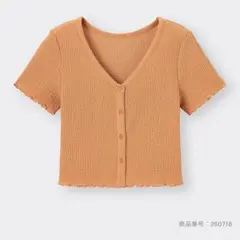 ジーユー　テクスチャークロップドカーディガン　オレンジ　Sのサムネイル