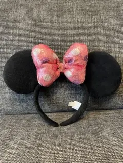 ミニーマウス カチューシャ ピンクリボン