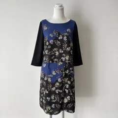 【美品】　ワンピース　スーナウーナ　sunauna ブルー　花柄　長袖