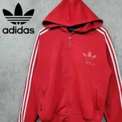00s 古着 アディダス トレフォイル ジャージ パーカー レッド USサイズ