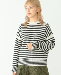 BEAMS BOY【ビームスボーイ】7ゲージ ボーダークルーネックニット