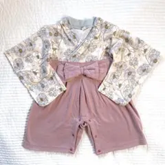 袴ロンパース　ベビー　ピンク　花柄　70cm