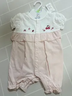 【新品・未使用】刺繍ロンパース/ピンク/60～70