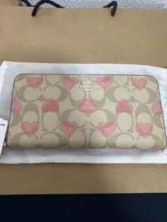 COACH最終値下げ新品未使用箱付きコーチ花柄長財布ベージュ/ピンク
