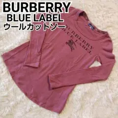 バーバリー　ブルーレーベル　ウールカットソー　ピンク　M　ホースロゴプリント