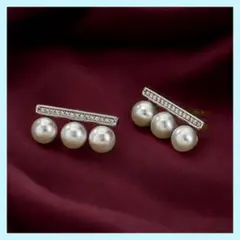 ピアス 3連パール シルバー 高品質 上品 卒業式 入学式 結婚式 おしゃれ ③