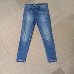 ZARA スキニーデニム EUR36 ブルー ダメージ加工