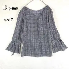 エルディープライム グレンチェック柄ブラウス M 袖リボン フェミニン 美品のサムネイル