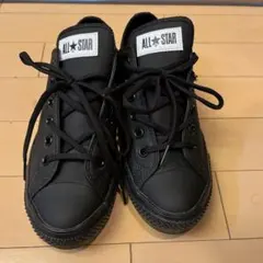 美品⭐︎CONVERSE レザー スニーカー 24.5cm・ブラック