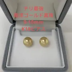 最高品質 テリ最強 南洋ゴールド真珠 オーロラ茶金 約10.9mm K18ピアス 