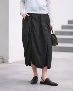 25年ユナイテッドアローズMANTECOシャーリングスカートF黒ブラック