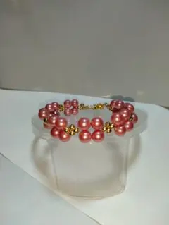 シェルパールブレスレット　ピンク　ハンドメイド