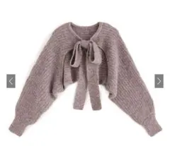 GRL 前後2way ビッグリボンクロップド丈 ニット ボレロ