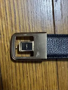 YSL ブラックレザーベルト ゴールドバックル