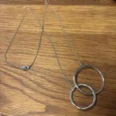 ゴールド 二重リング　ペンダント　ネックレス