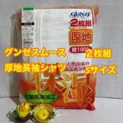 グンゼ　メンズ　防寒　スムース厚地　綿100　長袖U首シャツ　２枚組　S