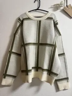 L aumeomi チェック柄ニット　M