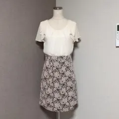 ミッシュマッシュ 花柄 フリルスリーブ シフォン ワンピース