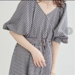 natural couture ギンガムチェック ワンピース ベルト付きのサムネイル