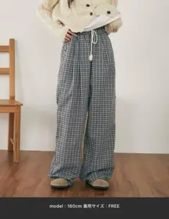 MELROT ギンガムチェックイージーパンツ