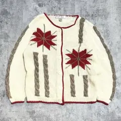 ニットカーディガン　hand knit デザインニット　柄ニット　セーター