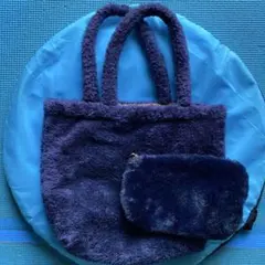 Faux Fur Tote Bag ＋Mini Porch Navy‼️