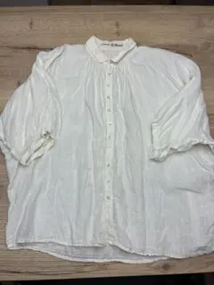 Brocante リネンキャンバス グランシャツ ちび襟 日本製 サイズ2 麻 