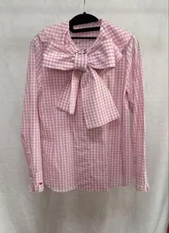 00s moussy マクブリング y2k 平成ピンク チェック フリルブラウス 