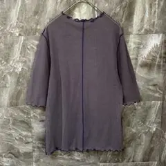 美品✨️2way シアーメロウ トップス 5分袖 パープル 透け感