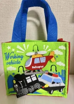 フェルト製ミニバッグ　乗り物オーナメント付き