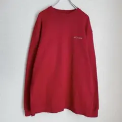 Columbia 00s スウェット　ワンポイント刺繍　赤　レッド　メンズ　L