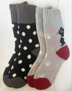 レディースルームソックス2足セット　22-25cm 超厚手裏起毛　ゆったり口ゴム