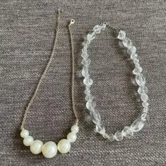 パールとクリスタルビーズのネックレスセット